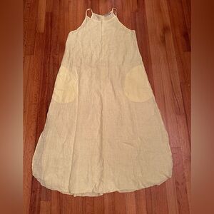 Laura Bianchi Maxi Tank Dress Women Small  Gray Slide Slit Linen Italy ¥¥